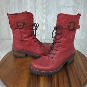 Rosa Negra Leather Combat Boots Wool Lined Swedish Design Size 36 EU